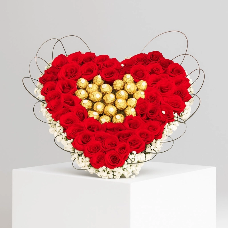 Sincere Roses Heart With Rocher